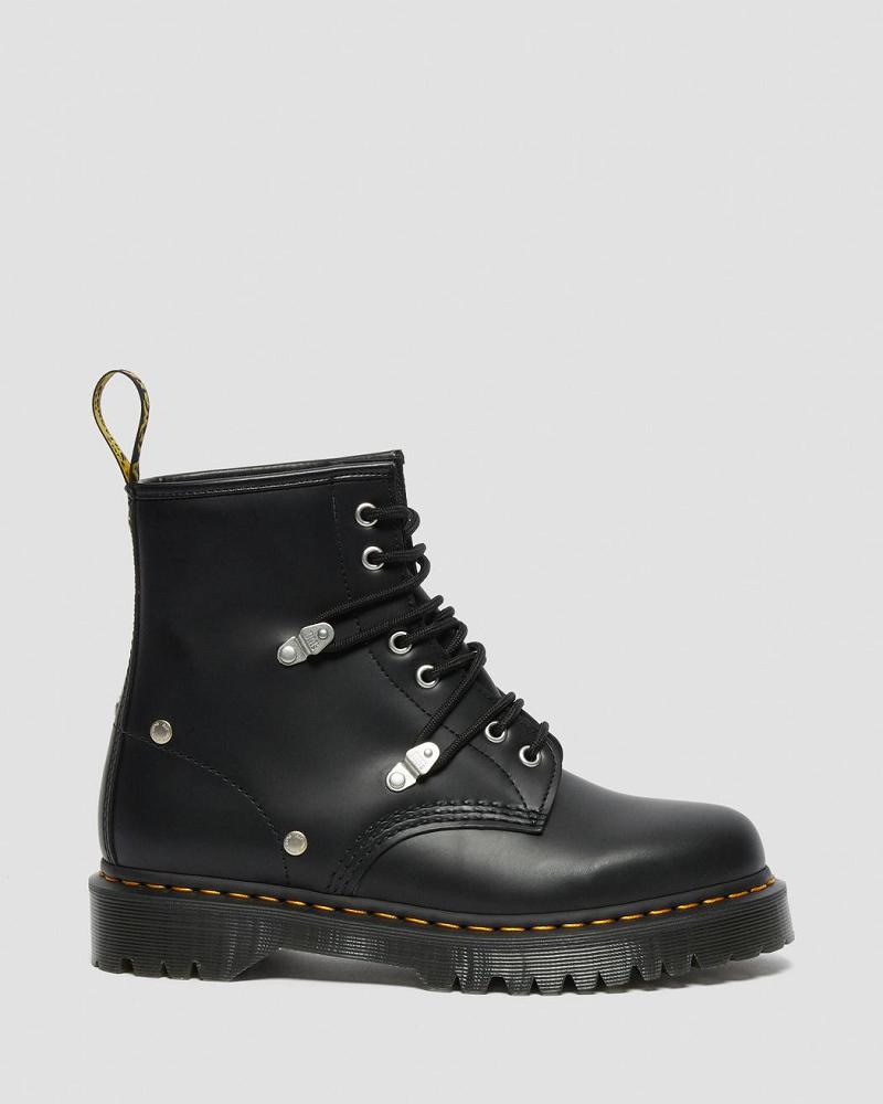Dr Martens 1460 Bex Stud Lær Snørestøvletter Dame Svarte | Norge 620JPQ